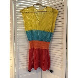 Cupshe Colorful Mesh Coverup Tunic OS PRIDE